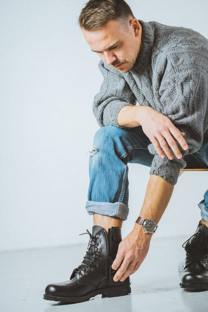 Militārā stila zābaki, Melni, klasiski