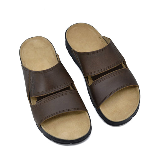 OmaKing Sandales Slip-on, no Brūnas īstas ādas